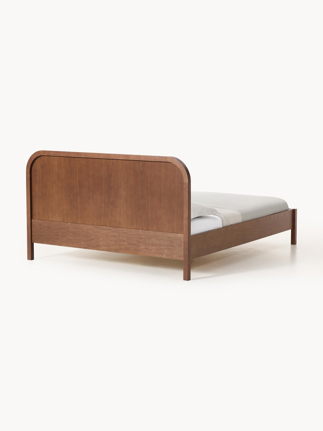 Jones Wooden Bed with Headboard in Bouclé — Warm Grey