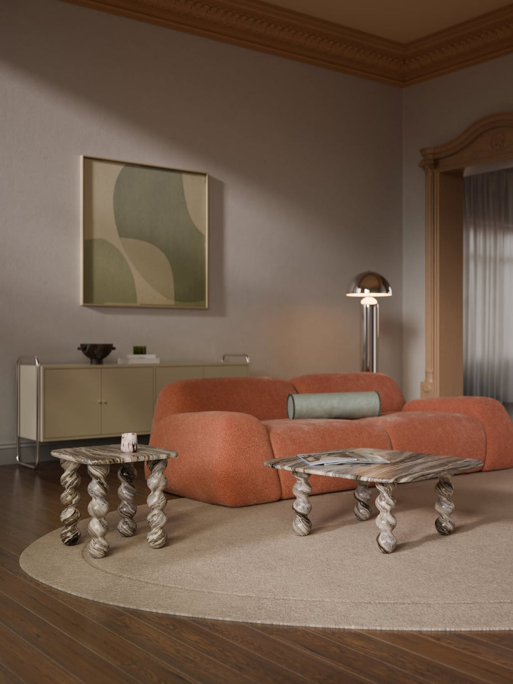 Lyndi Marble-Coffee Table — Oatmeal