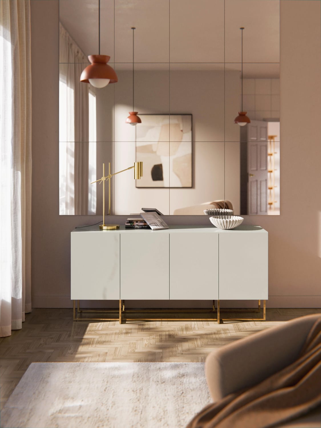 Joe Wooden Sideboard — Light Grey