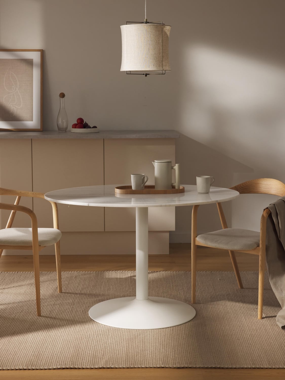 Miley Oval Marble-Dining Table, 120 x 90 cm — Off-White