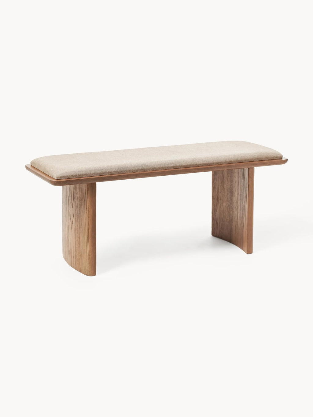 Chandler Upholstered Bench in Oak — Oatmeal