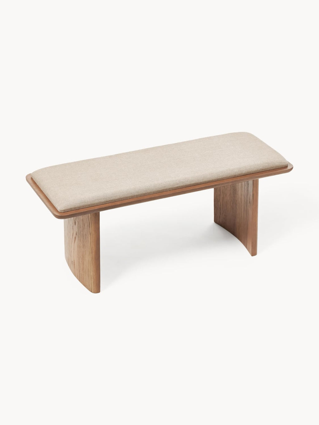 Chandler Upholstered Bench in Oak — Oatmeal
