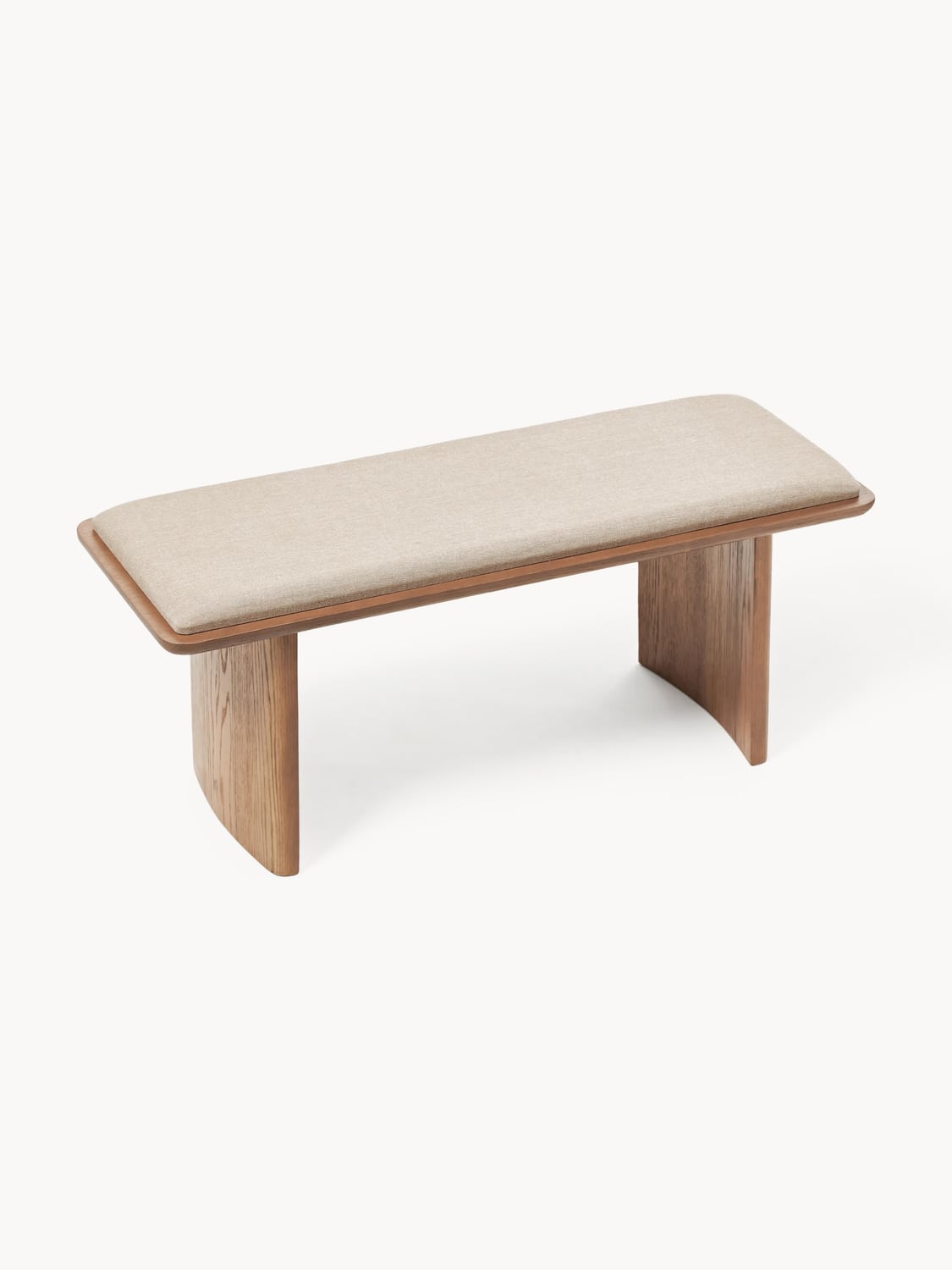 Chandler Upholstered Bench in Oak — Oatmeal
