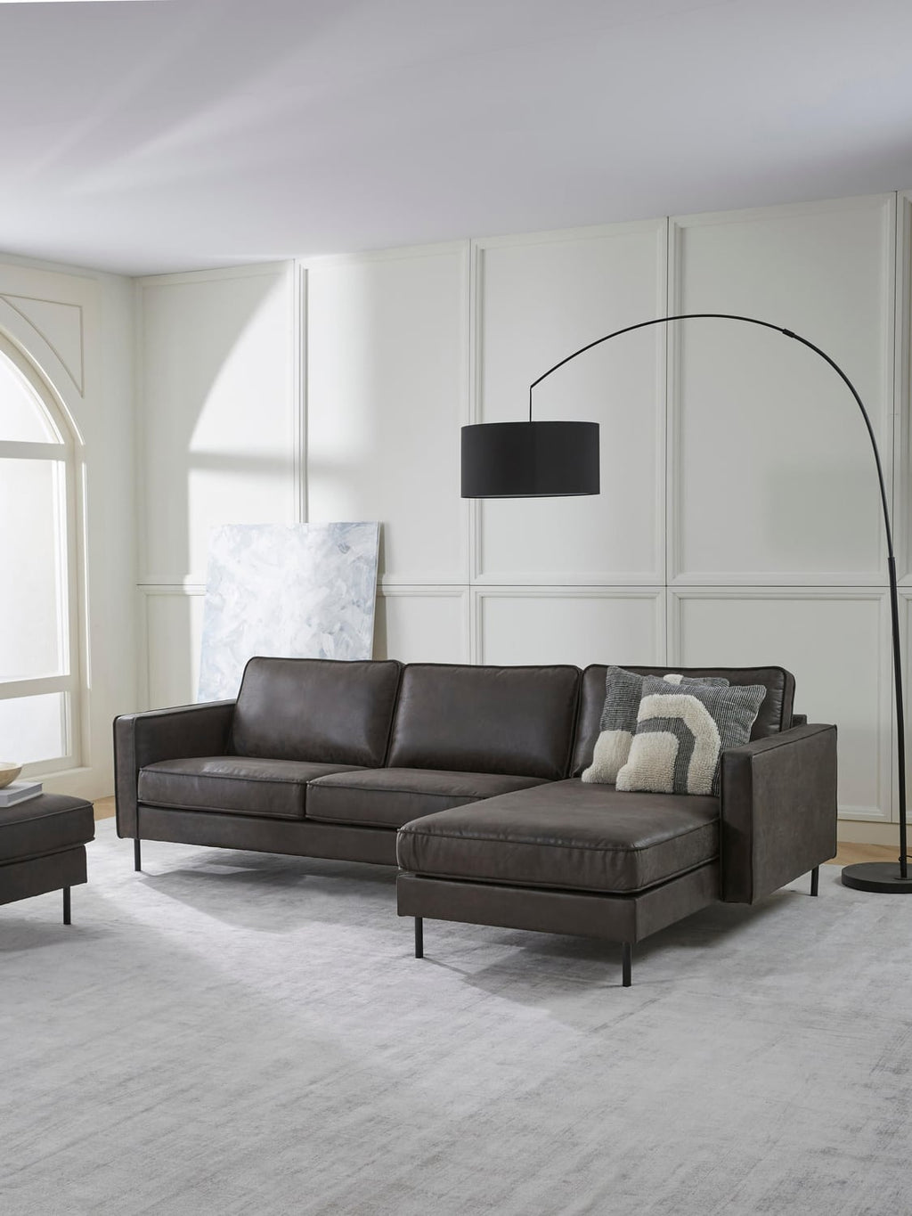 Hunter Leather-Corner Sofa (3-seater) — Dark Grey