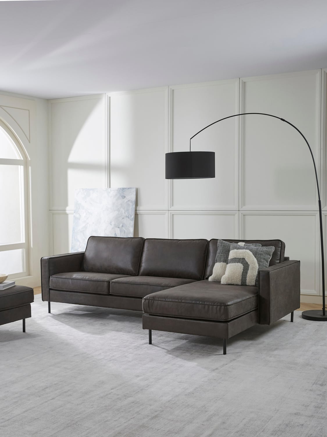 Hunter Leather-Corner Sofa (3-seater) — Dark Grey