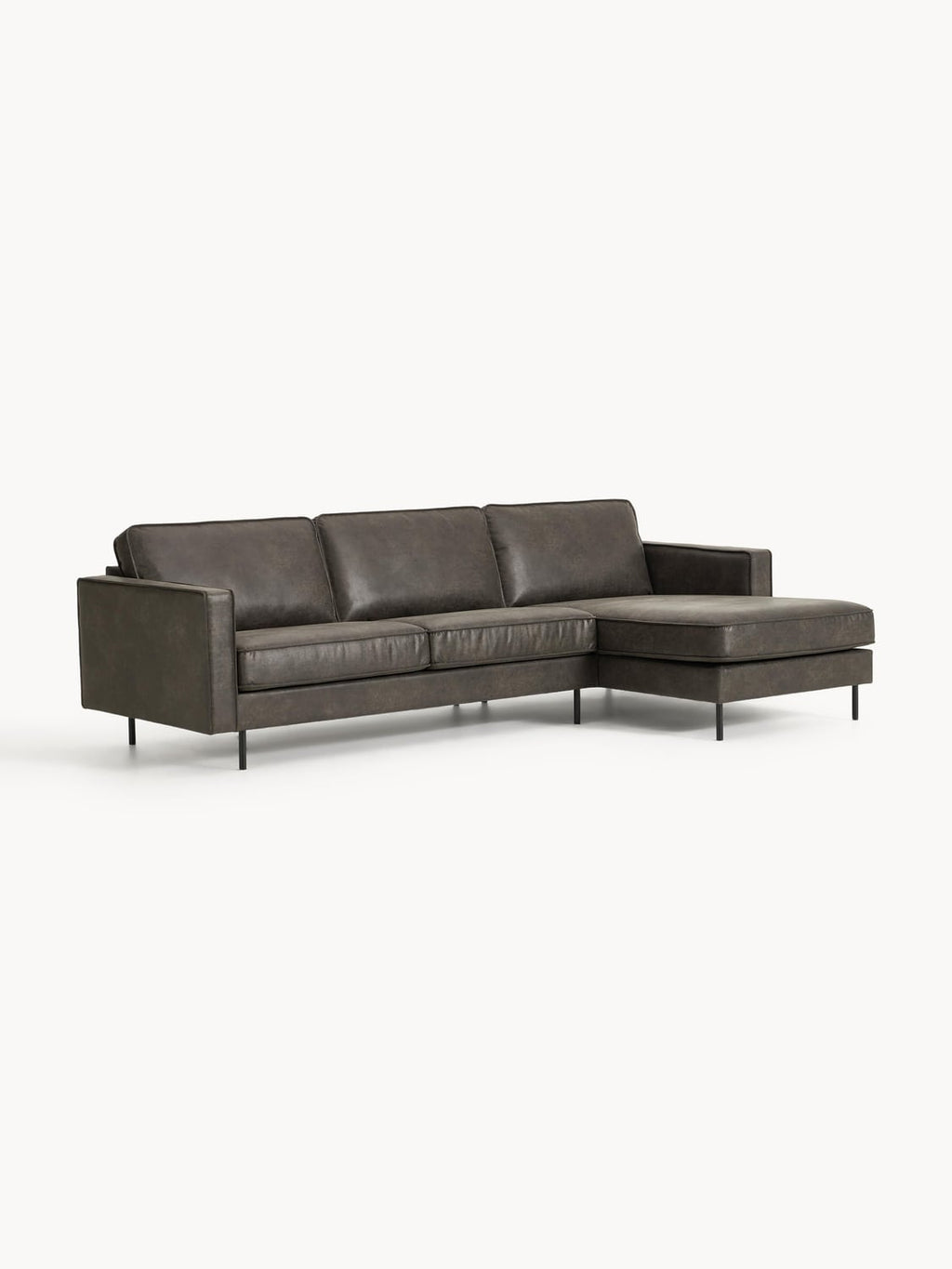 Hunter Leather-Corner Sofa (3-seater) — Dark Grey