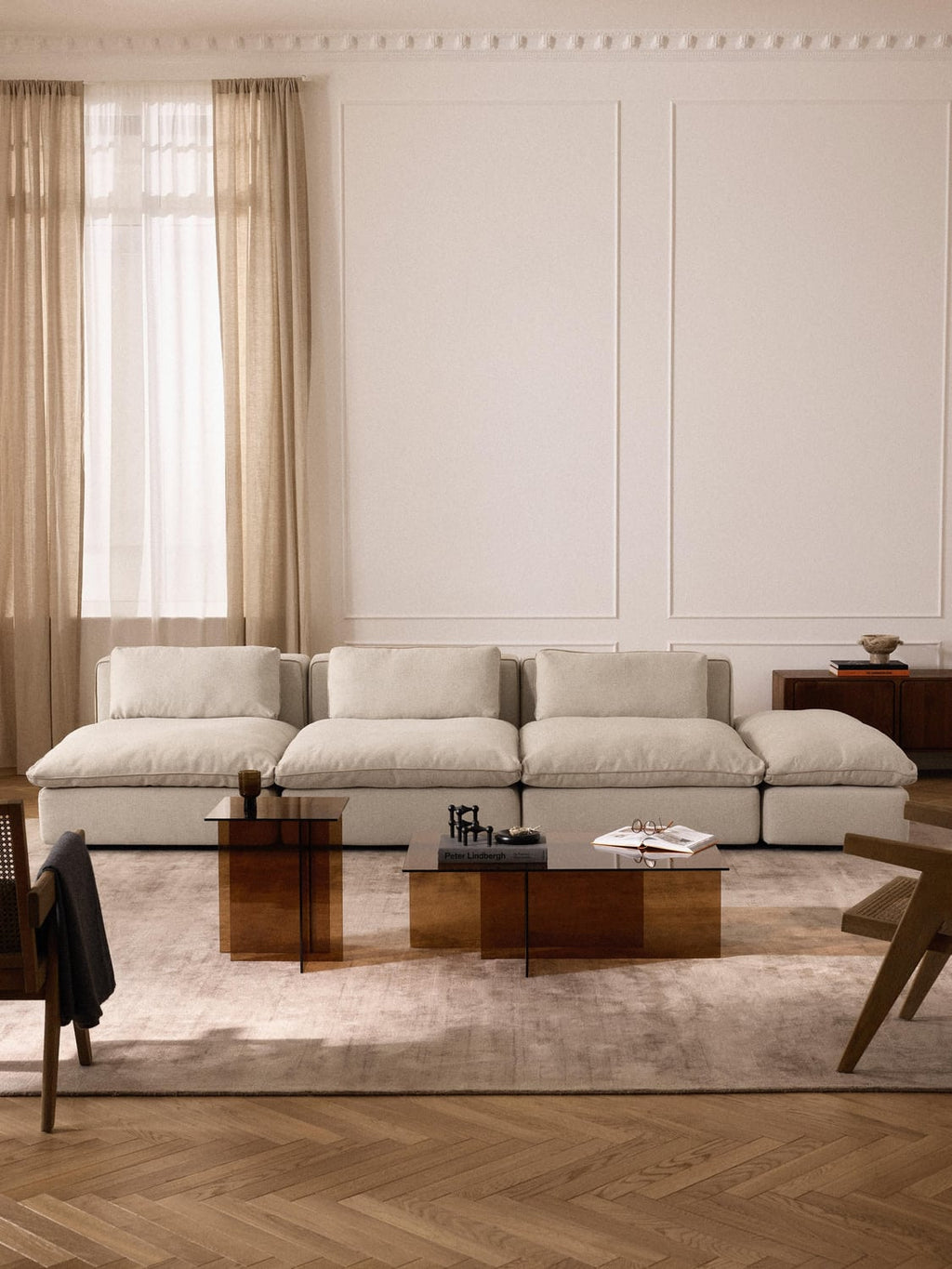 Felix Modular XL Sofa (3-seater) with Ottoman — Blush