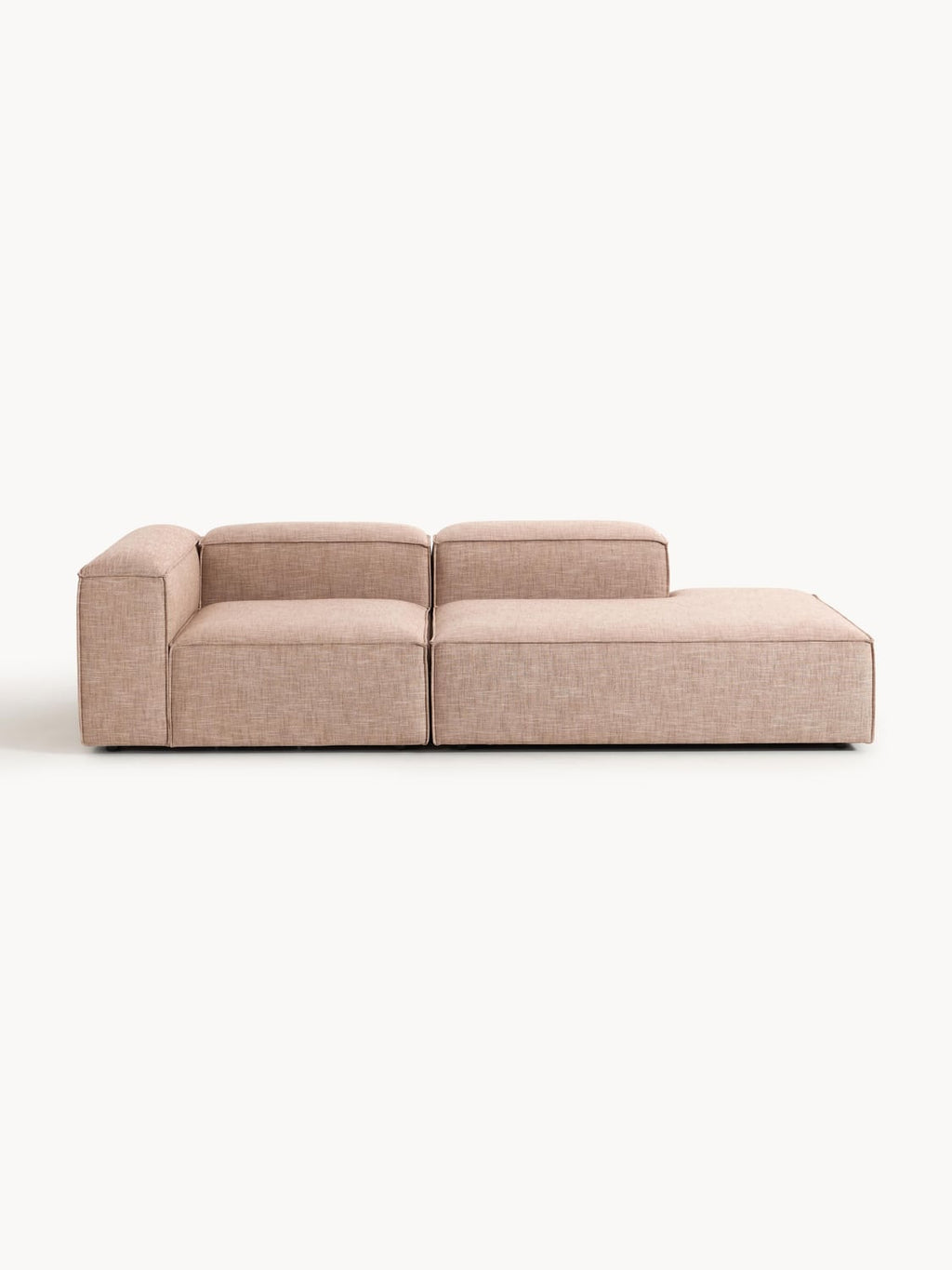 Lennon Modular Ottoman in Linen Blend — Warm Grey