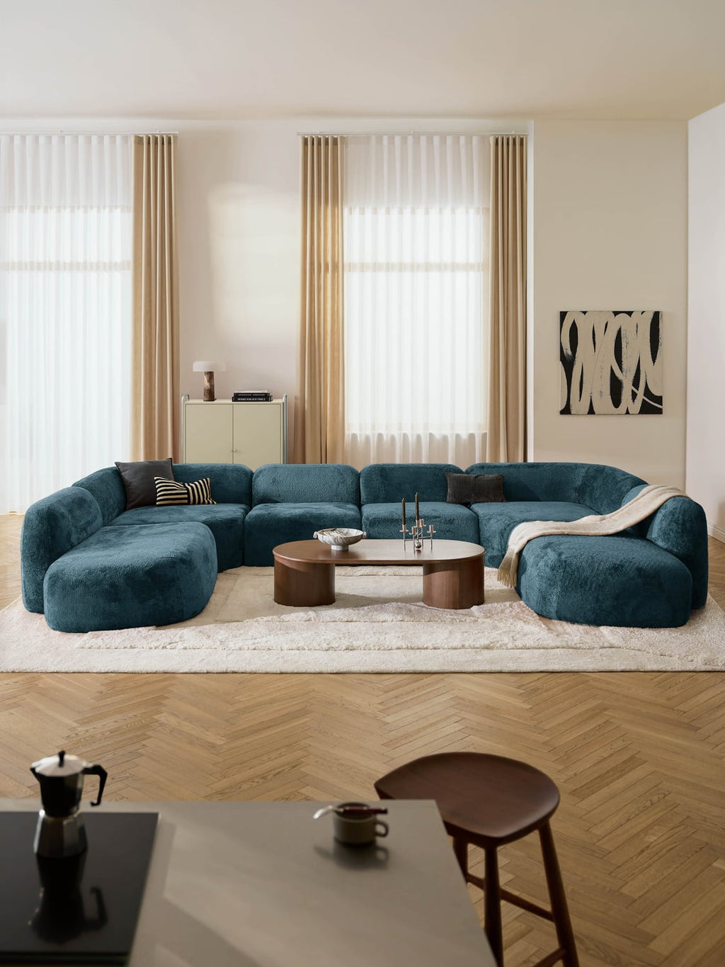 Wolke XL Modular Teddy Bouclé Sofa — Teal