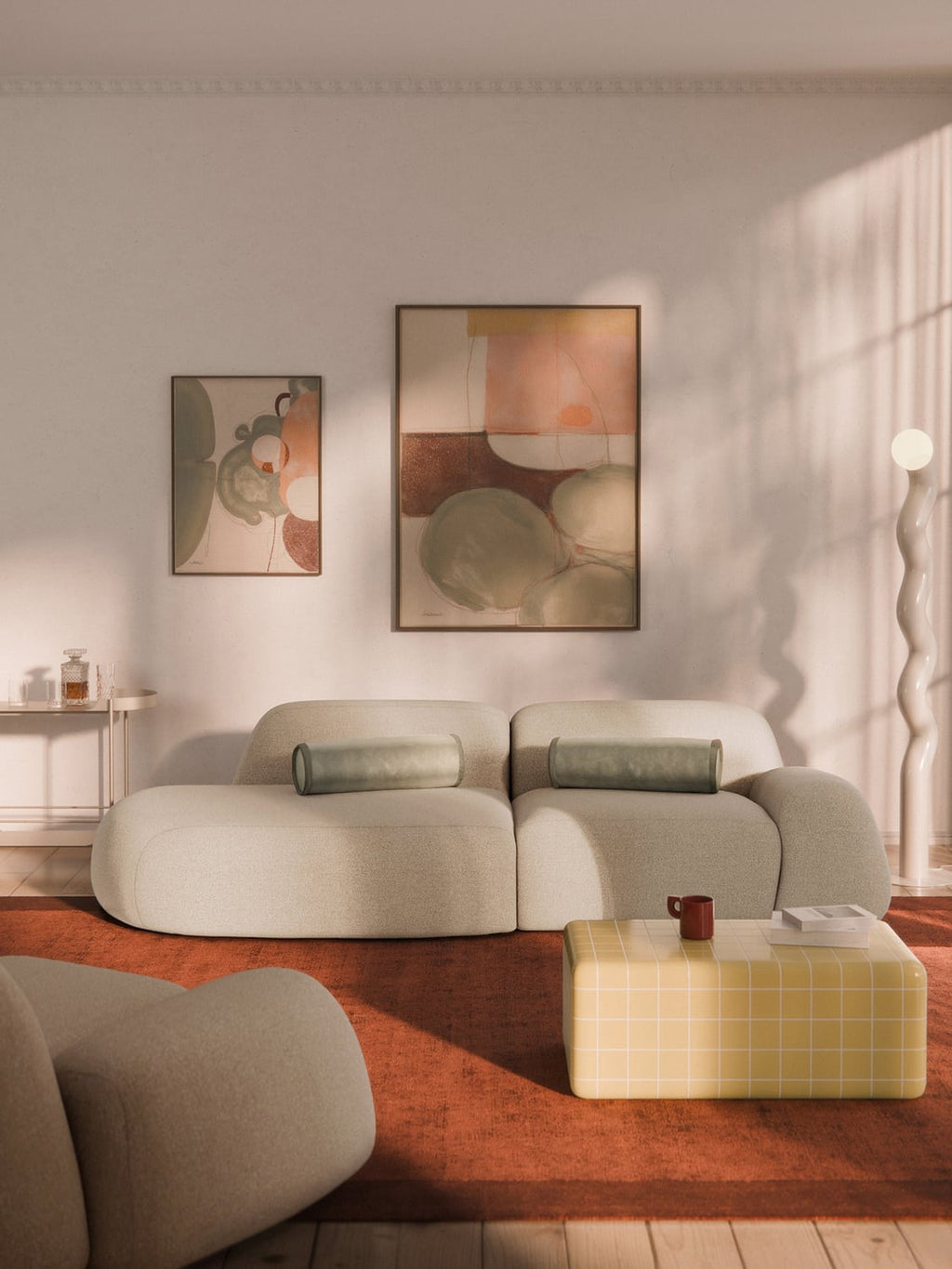 Wolke Modular Bouclé-Chaise (3-seater) — Ivory