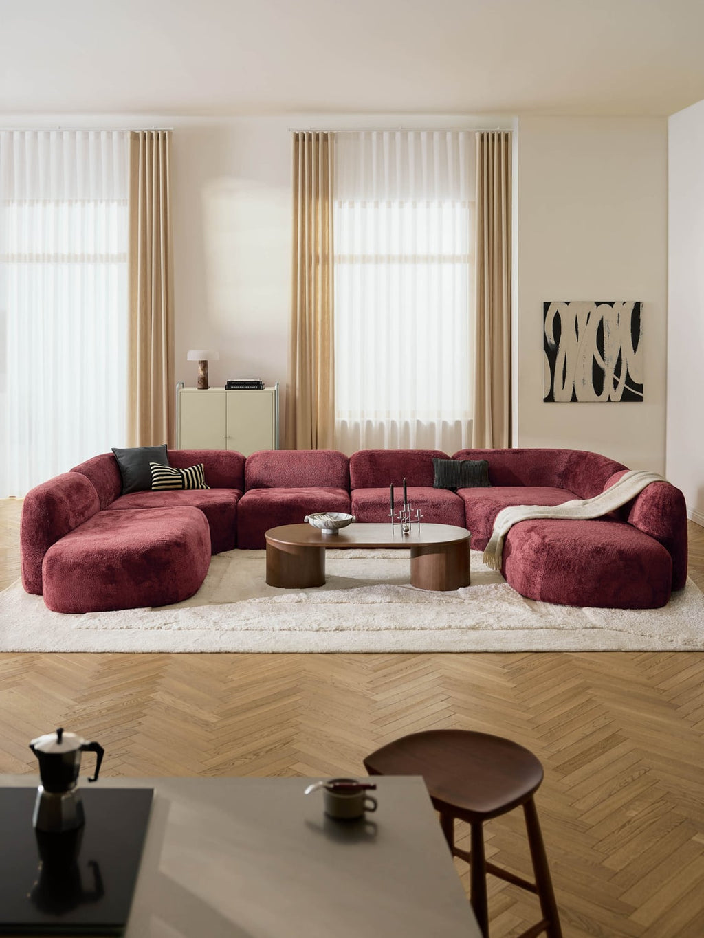 Wolke XL Modular Teddy Bouclé Sofa — Terracotta