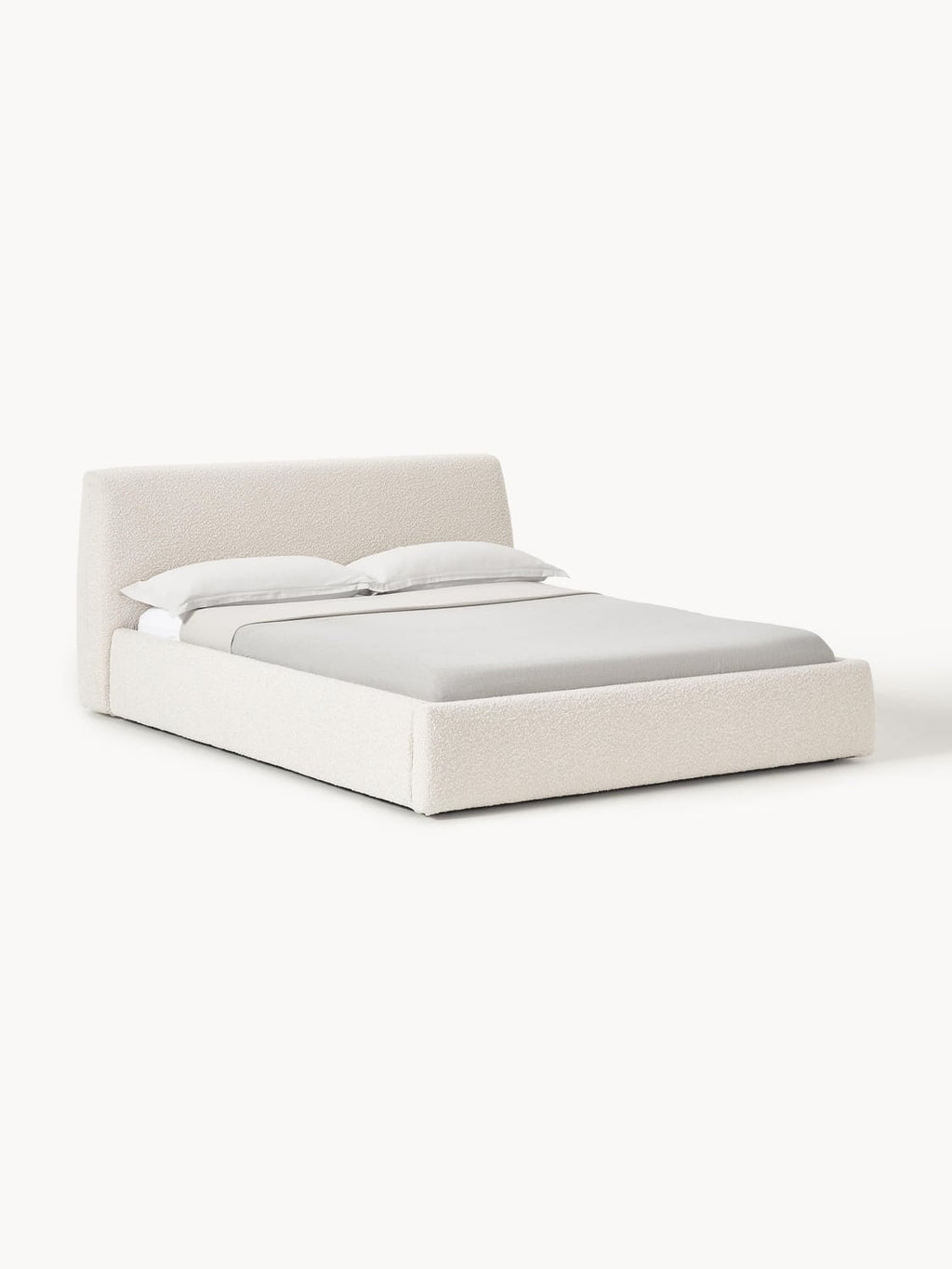 Cloud Bouclé Upholstered Bed with Storage — Off-White