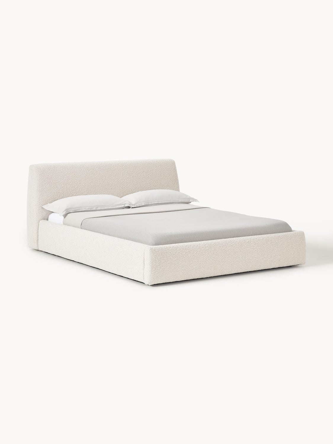 Cloud Bouclé Upholstered Bed with Storage — Off-White