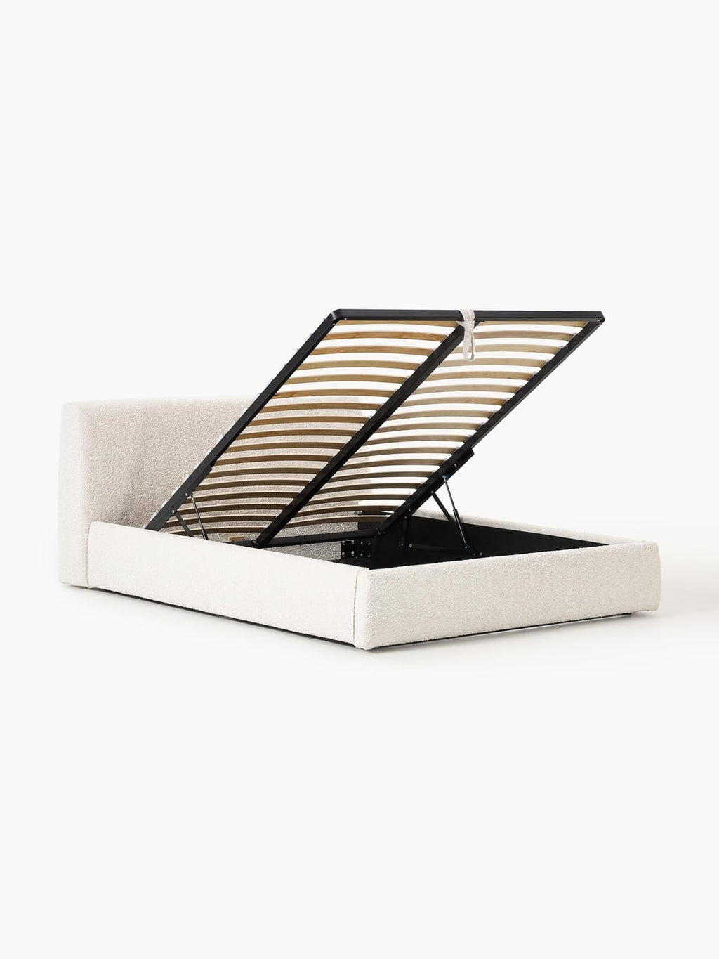 Cloud Bouclé Upholstered Bed with Storage — Off-White