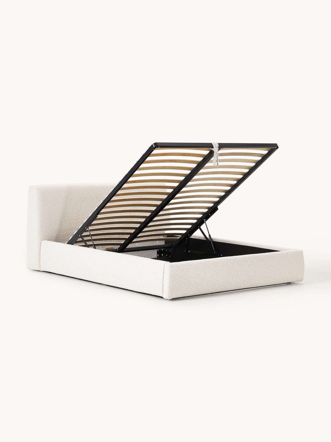Cloud Bouclé Upholstered Bed with Storage — Off-White