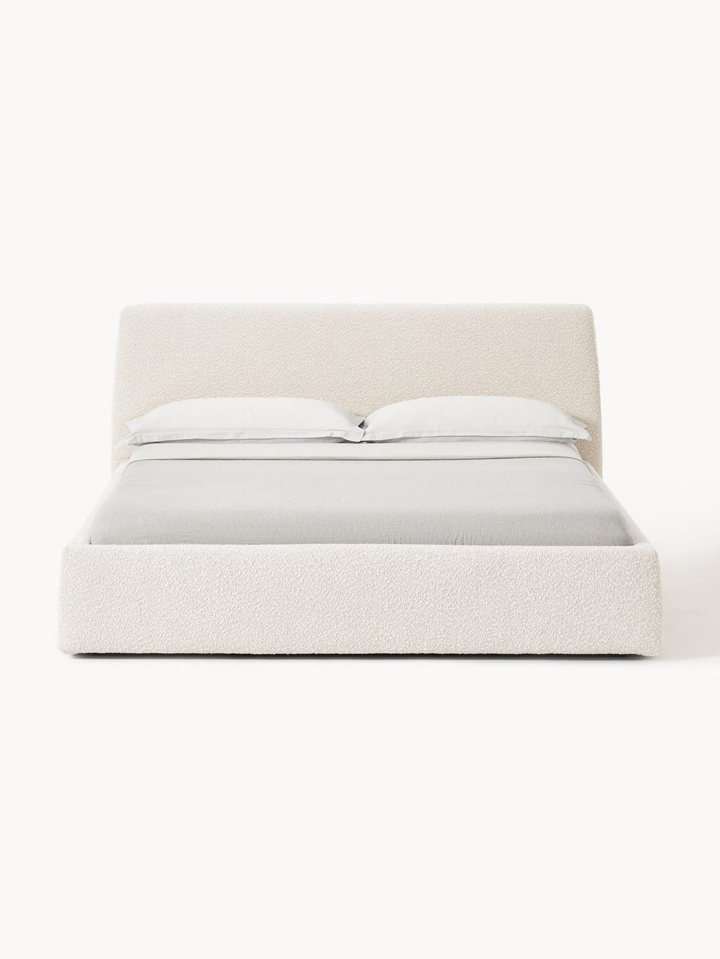 Cloud Bouclé Upholstered Bed with Storage — Off-White