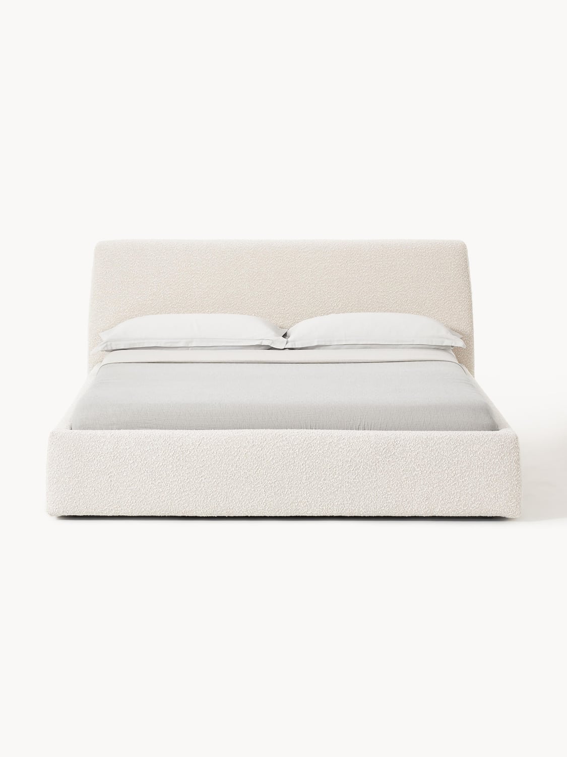 Cloud Bouclé Upholstered Bed with Storage — Off-White