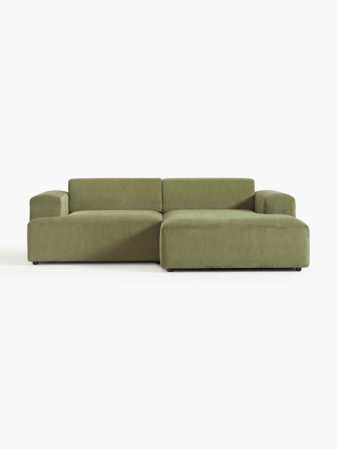 Melva Corduroy Corner Sofa (3-seater) — Olive