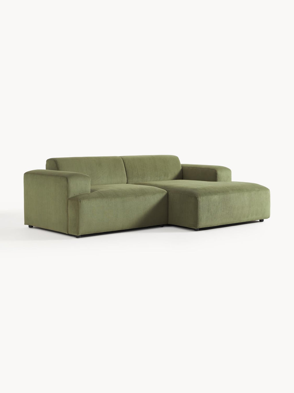 Melva Corduroy Corner Sofa (3-seater) — Olive