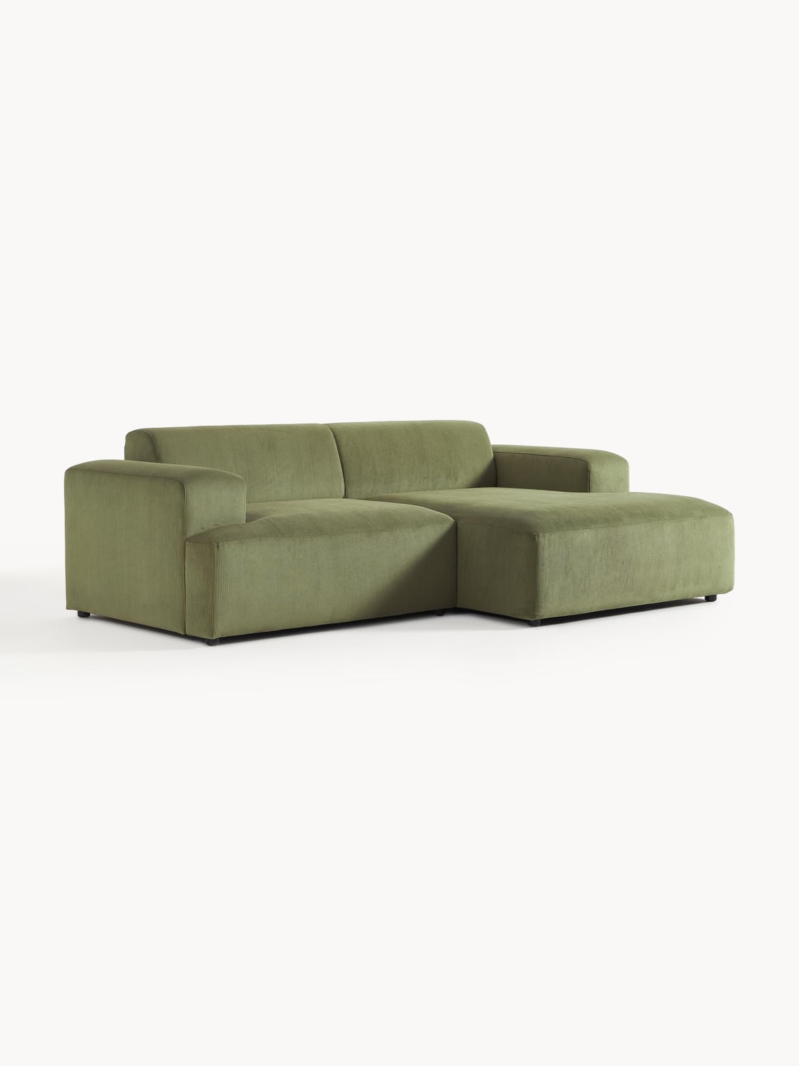 Melva Corduroy Corner Sofa (3-seater) — Olive