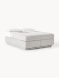 Enya Box-Spring Bed with Storage — Pearl Grey