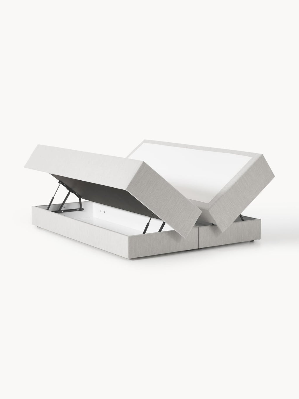 Enya Box-Spring Bed with Storage — Pearl Grey