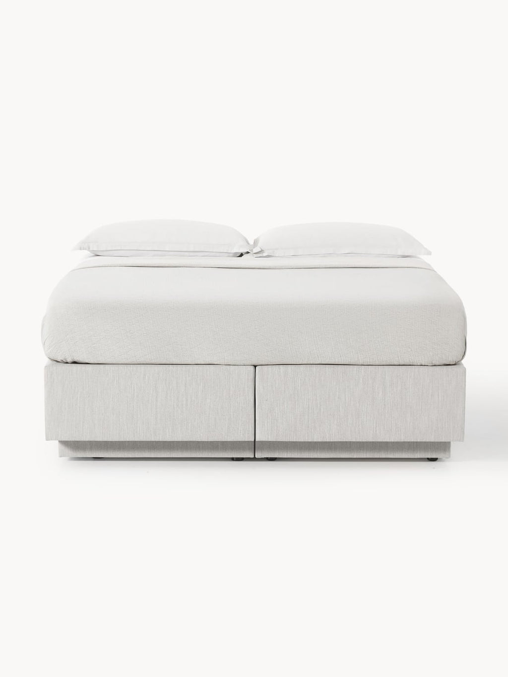 Enya Box-Spring Bed with Storage — Pearl Grey