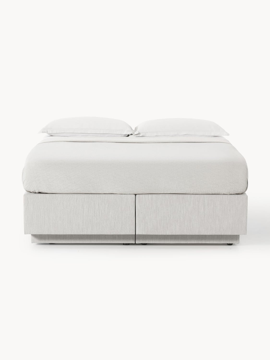 Enya Box-Spring Bed with Storage — Pearl Grey