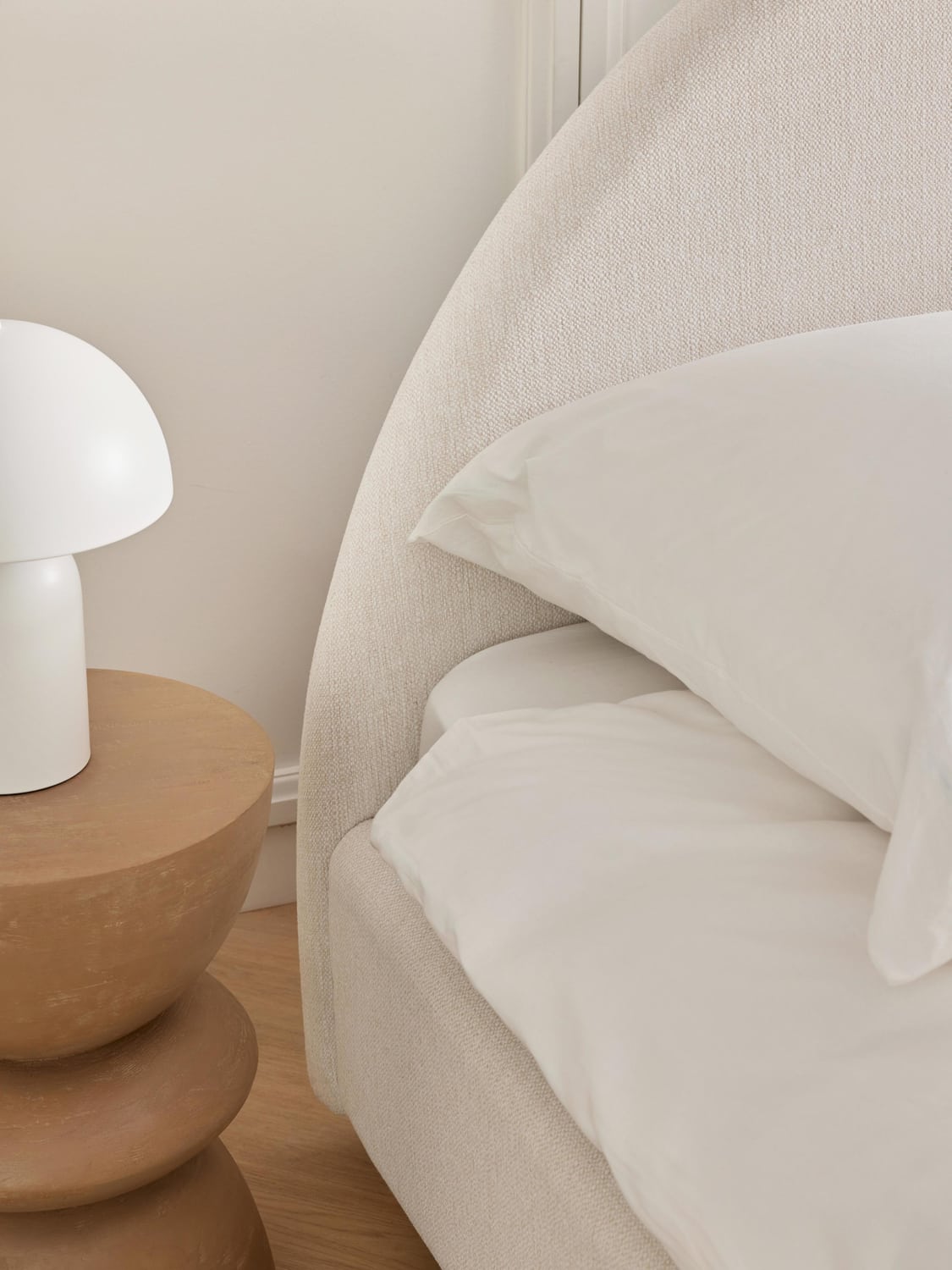 Ebba Upholstered Bed — Light Grey