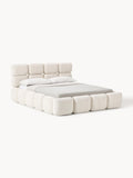 Tayla Upholstered Bed in Teddy Bouclé with Storage — Ivory