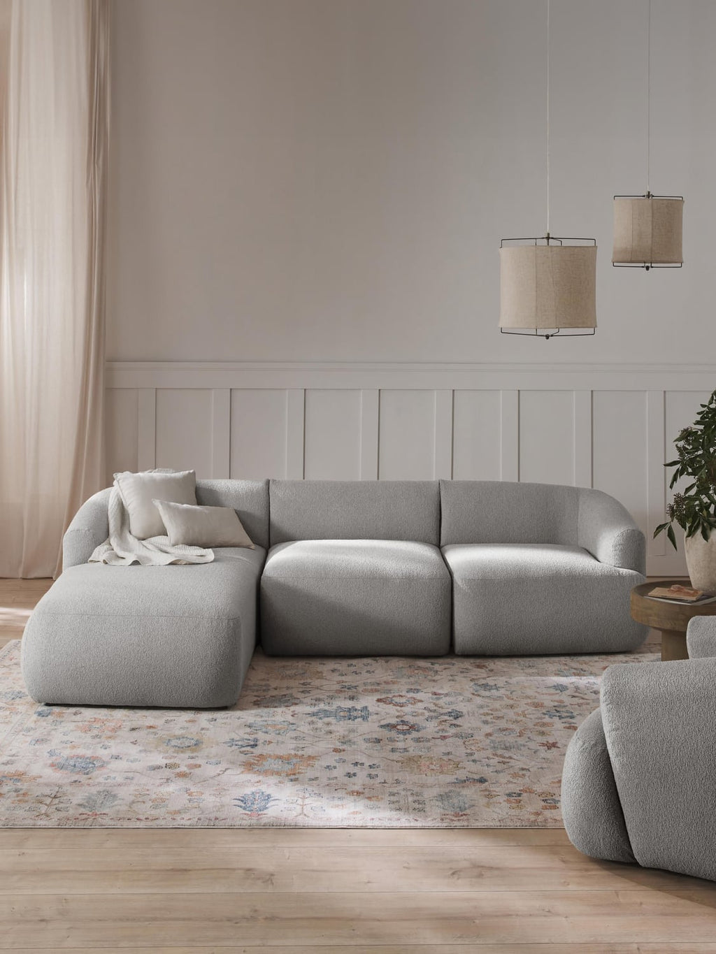 Sofia Modular Bouclé Corner Sofa (3-seater) — Lilac