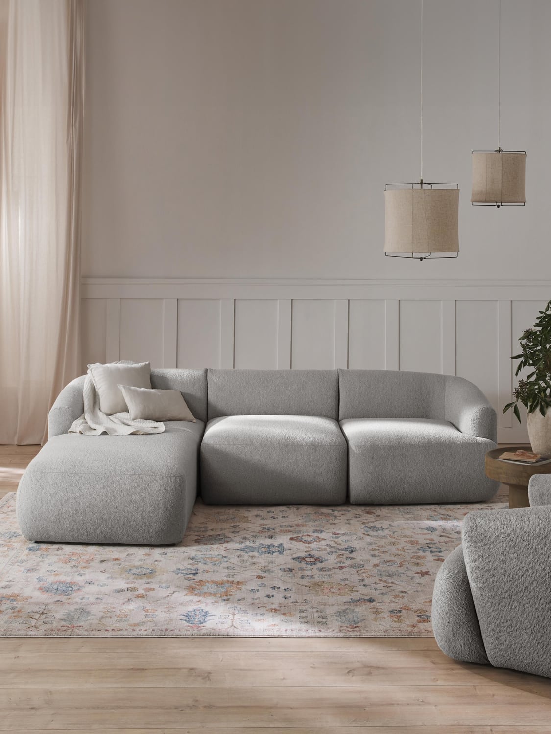 Sofia Modular Bouclé Corner Sofa (3-seater) — Lilac