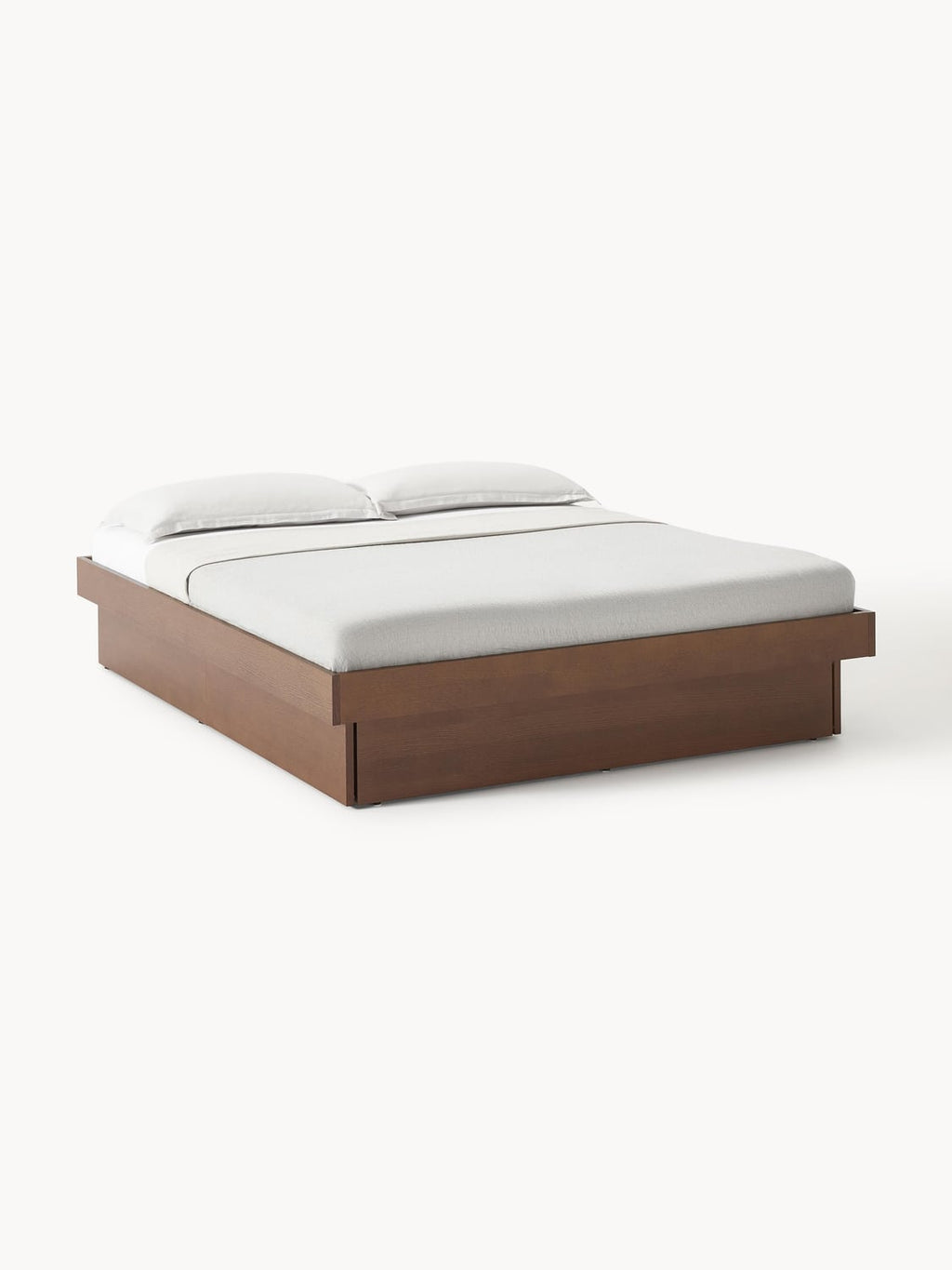 Sato Wooden Bed with Drawers — Warm Grey