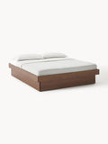 Sato Wooden Bed with Drawers — Warm Grey