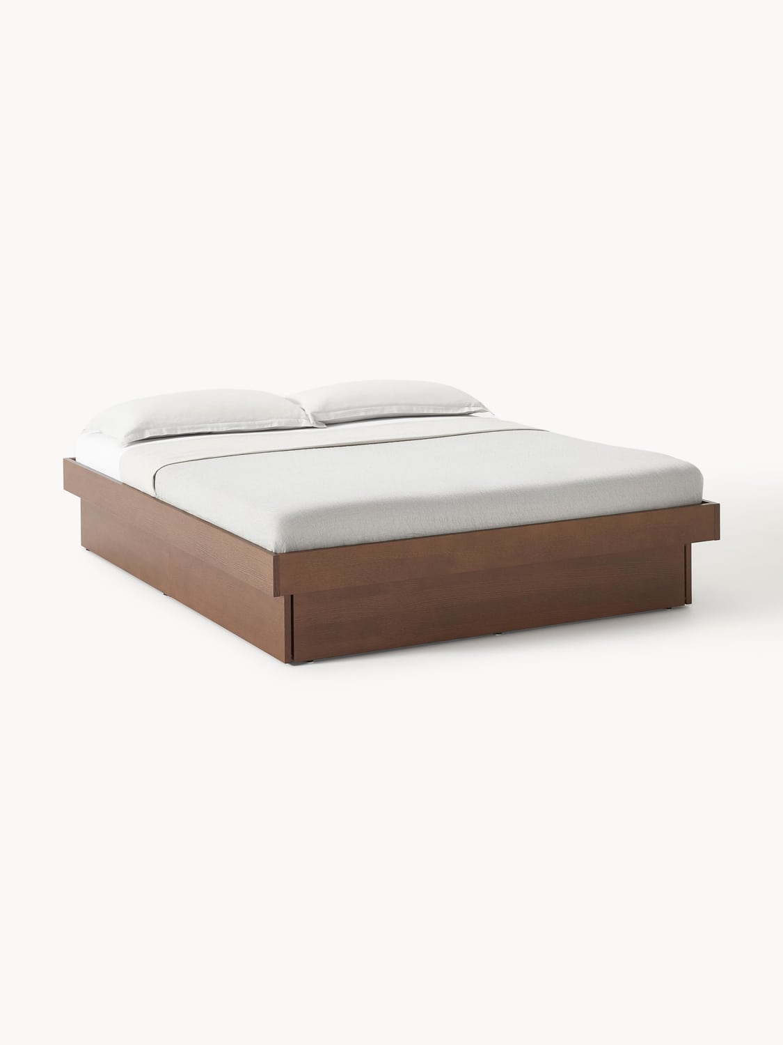 Sato Wooden Bed with Drawers — Warm Grey