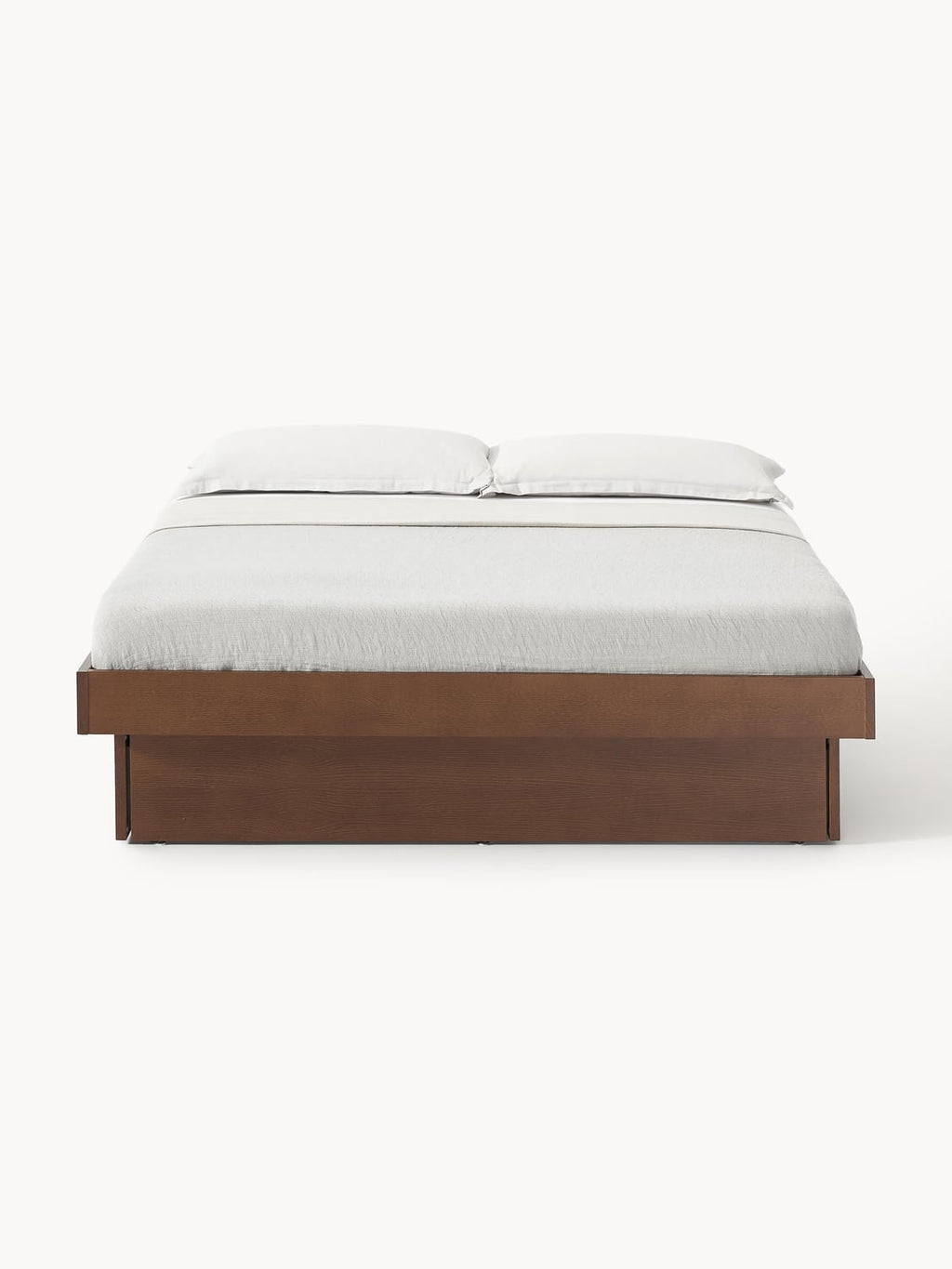 Sato Wooden Bed with Drawers — Warm Grey