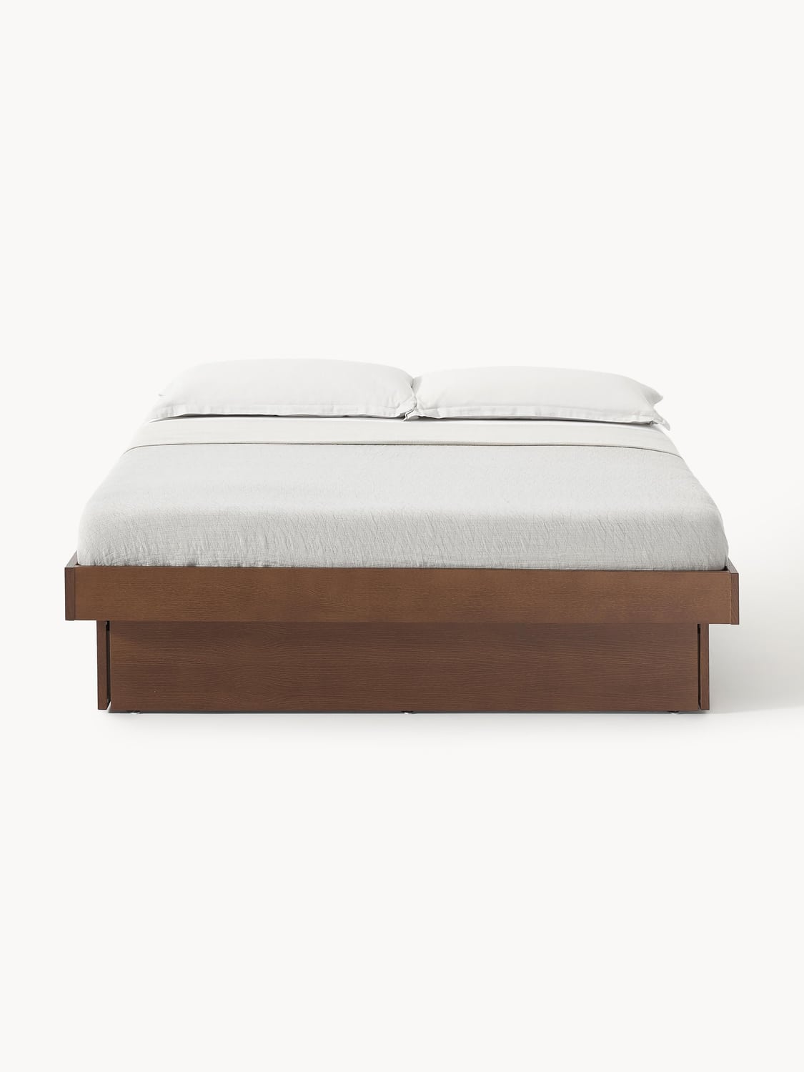 Sato Wooden Bed with Drawers — Warm Grey