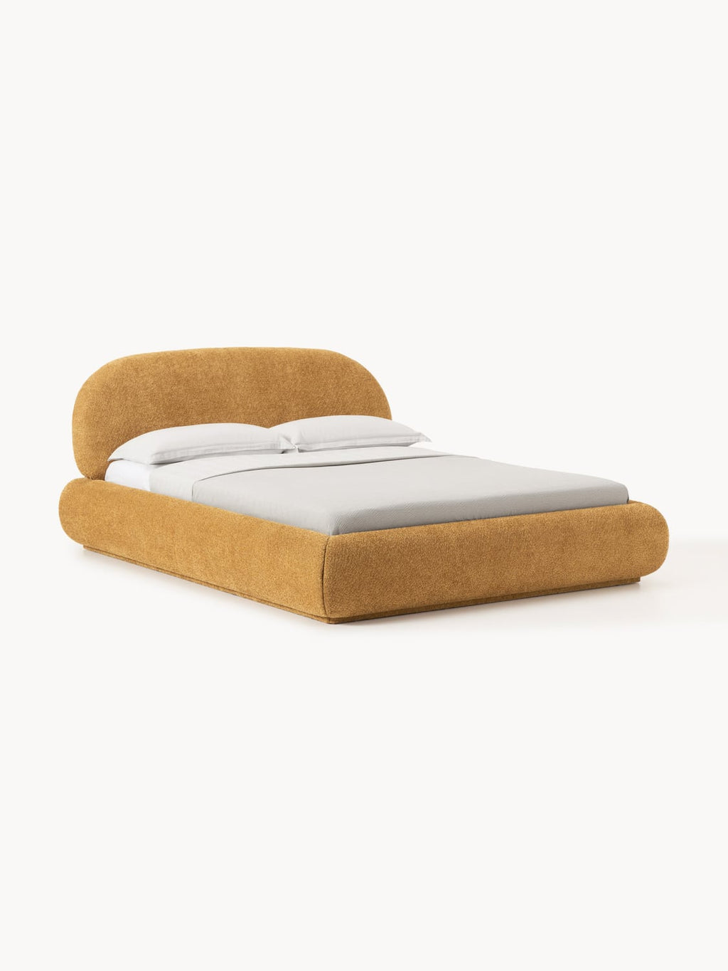Alba Upholstered Bed in Teddy Bouclé — Warm Grey