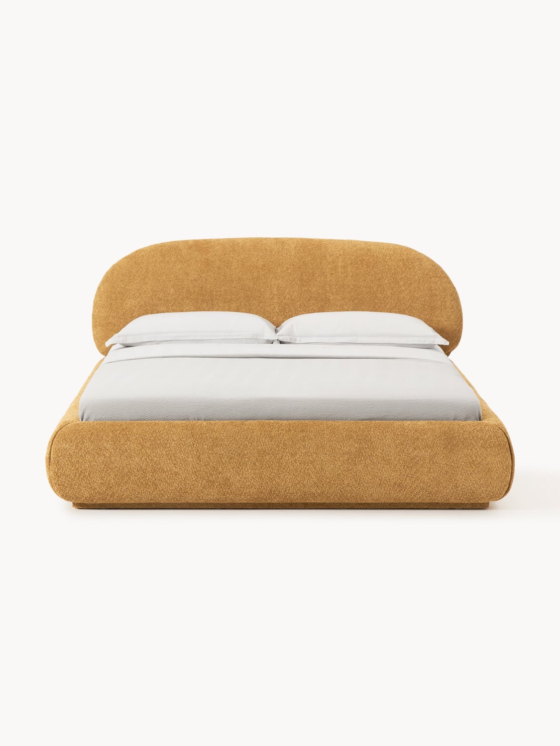 Alba Upholstered Bed in Teddy Bouclé — Warm Grey