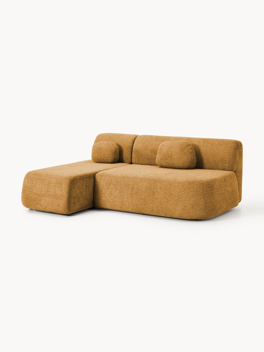 Pao Sofa Bed in Teddy Bouclé with Storage — Ochre