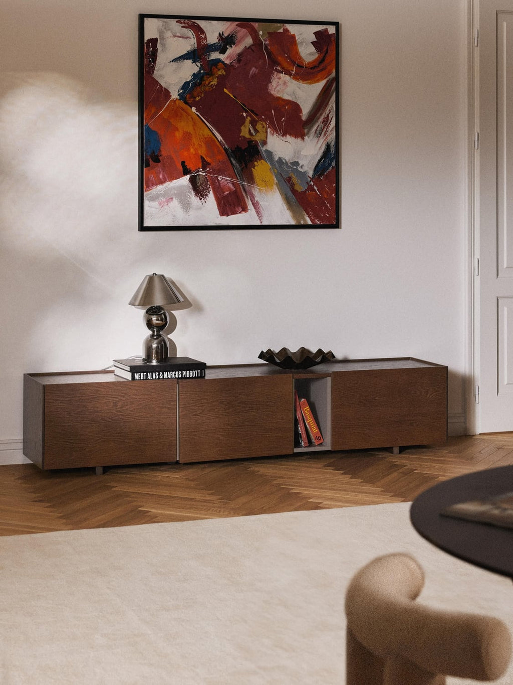 Larsen Wood-TV-Lowboard — Dark Grey