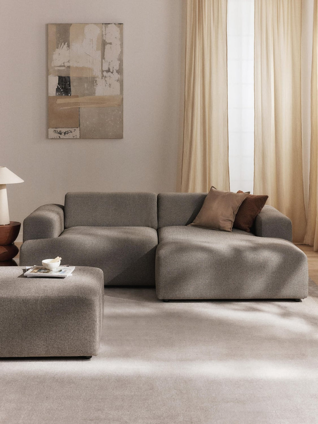 Melva Corner Sofa (3-seater) — Mushroom