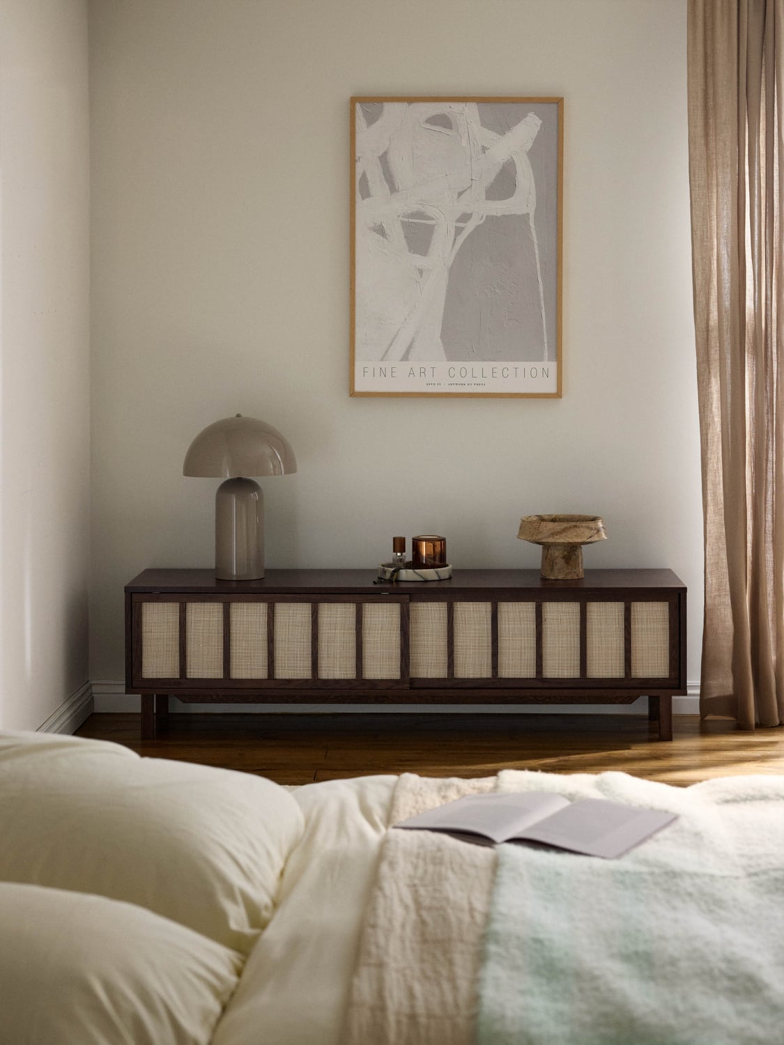 Echo TV-Lowboard with Rattan-Fronts — Taupe