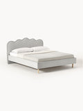 Romy Upholstered Bed with Wavy Headboard — Pearl Grey