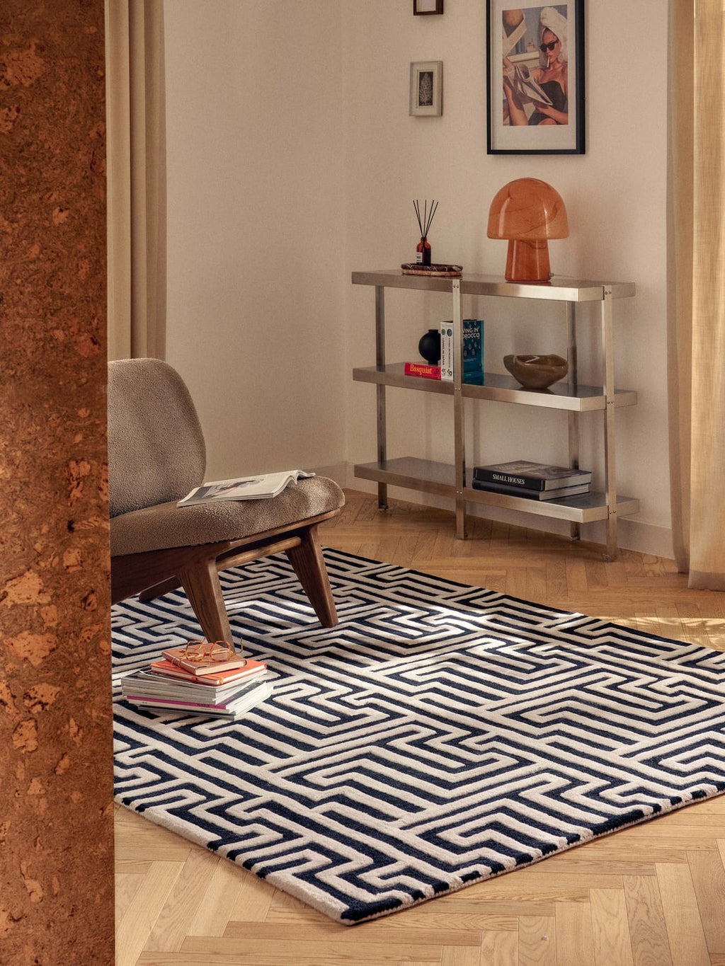 Monty Hand-Tufted Wool Rug with Raised High-Low-Texture — Dark Grey