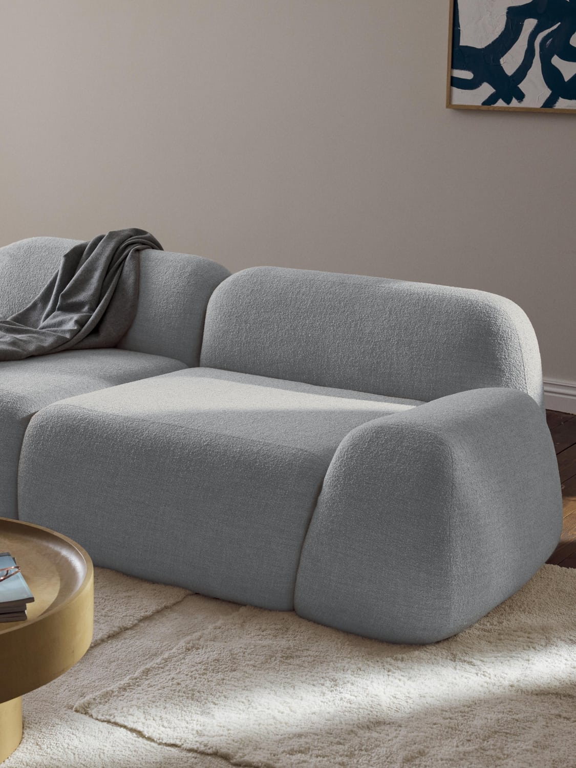 Wolke Bouclé Corner Module — Pearl Grey
