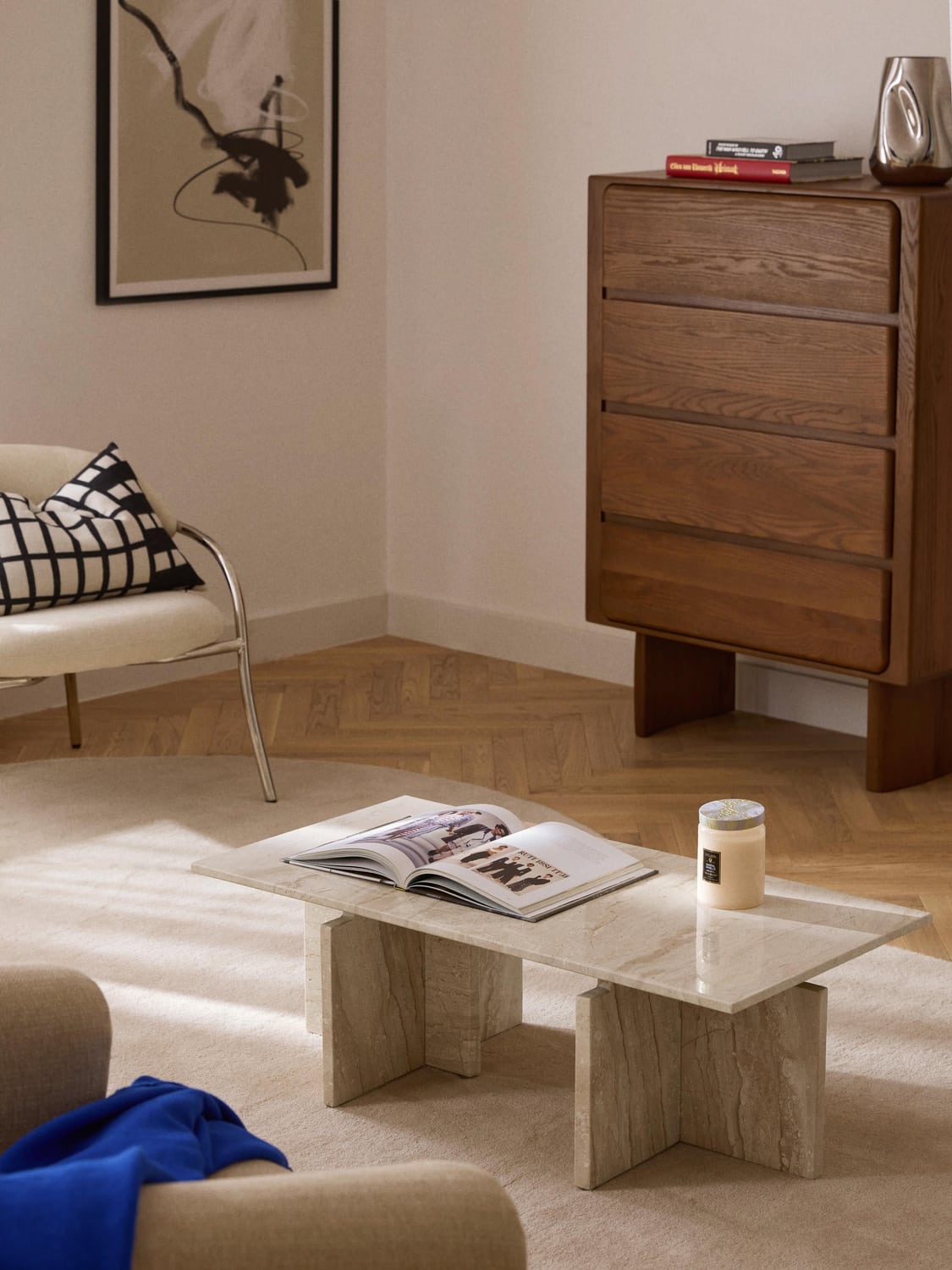 Marisa Coffee Table in Travertine
