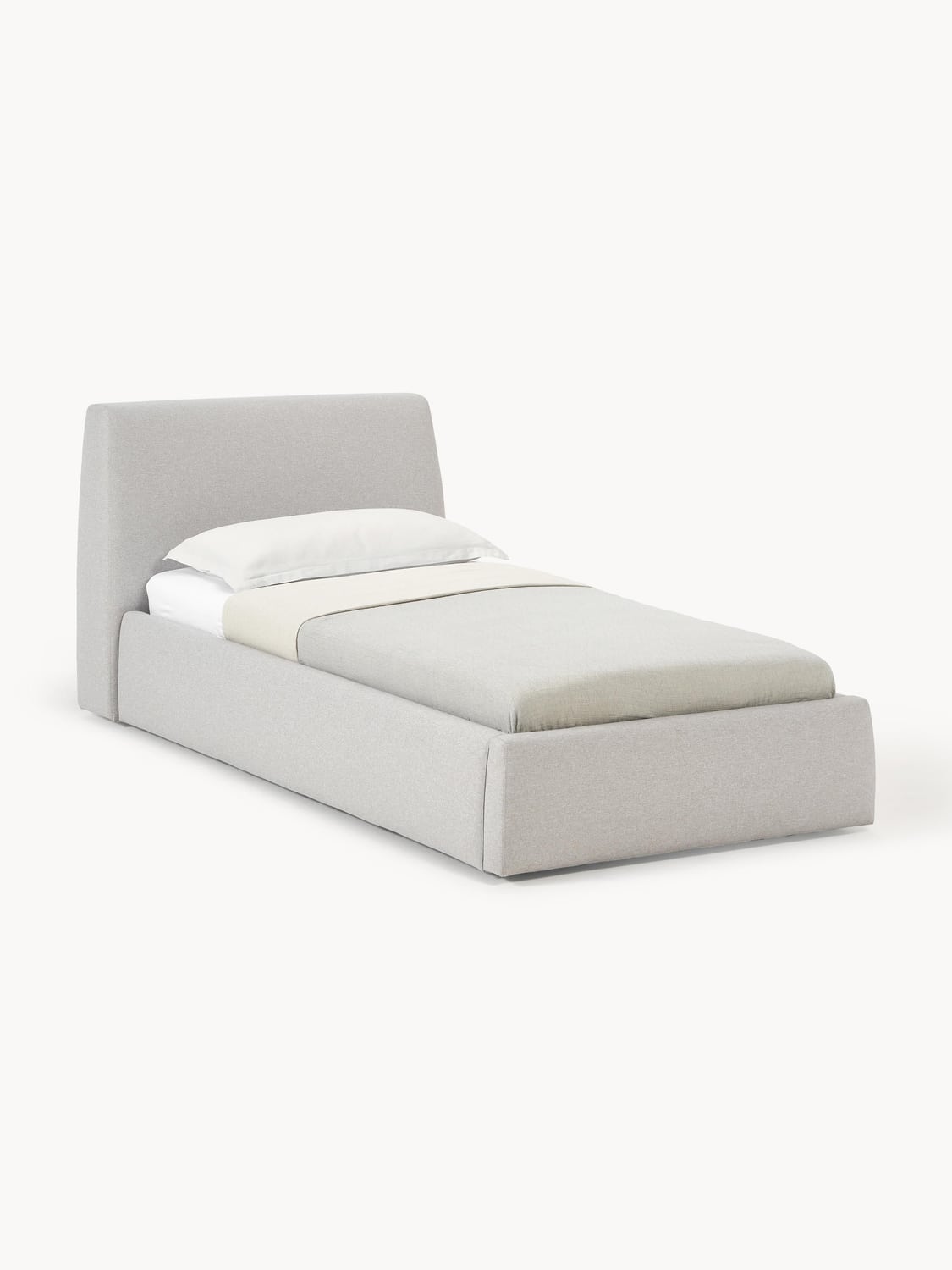 Cloud Single Bed with Storage — Light Grey