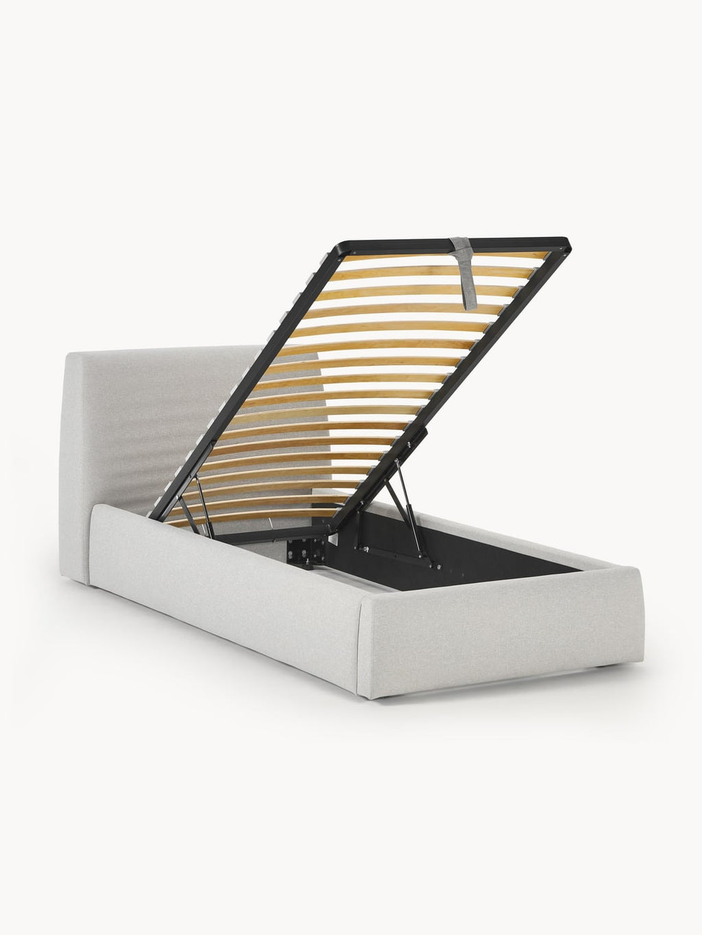 Cloud Single Bed with Storage — Light Grey
