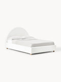 Ebba Teddy-Upholstered Bed with Storage — Off-White